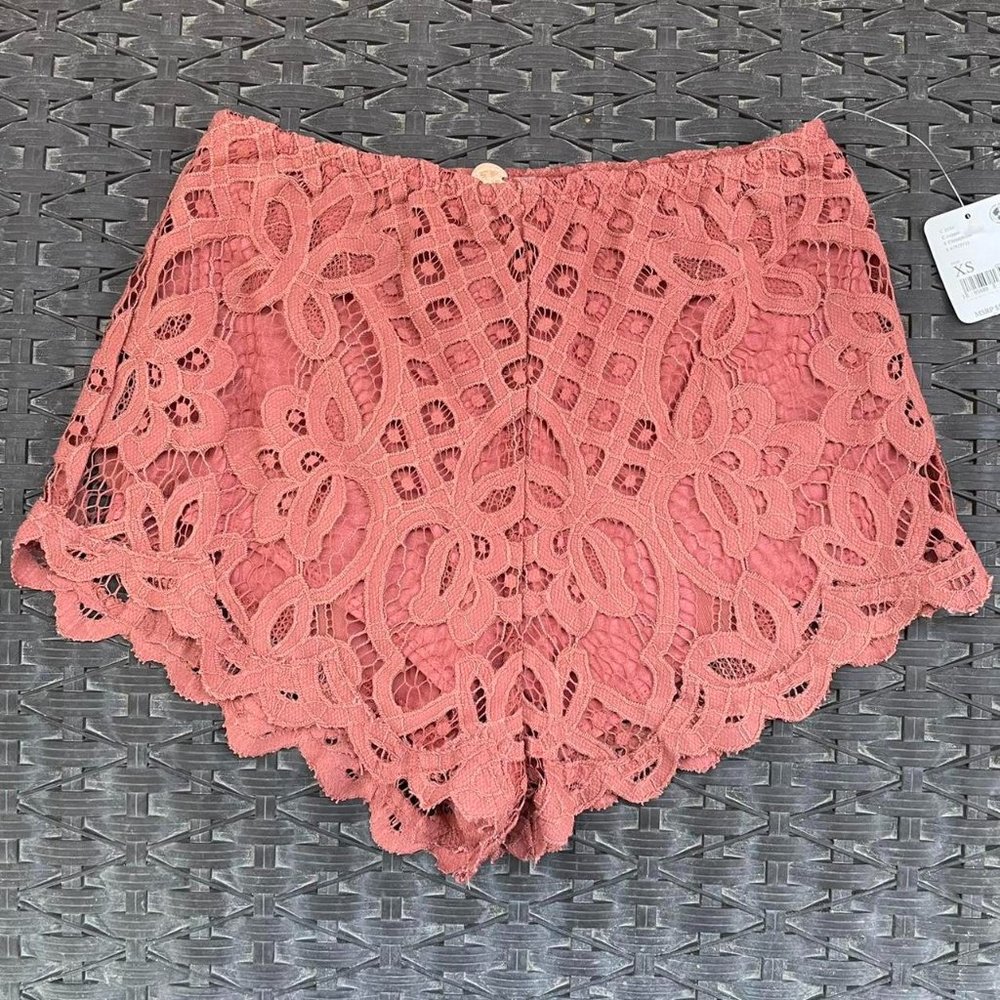Free People Adella Lace Shorts in Copper